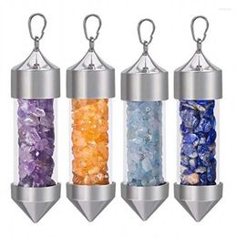 Pendant Necklaces Natural Amethyst Crystal Rose Quartz Chip Stone Wishing Bottle Pendulum Lapis Lazuli Dowsing Divination Jewelry