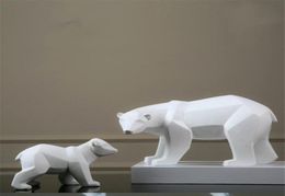 Resin Crafts Abstract White Polar Bear Sculpture Figurine decor Handicraft Home Desk Geometric Wildlife Statue Craft6443954