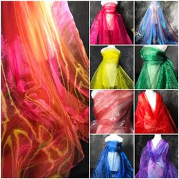 Fabric and Sewing Ancient Blue Ancient Blue Gradient Color Laser Flashing Magic Color Organza Designer Fabric Dress Clothing Fabric 231130