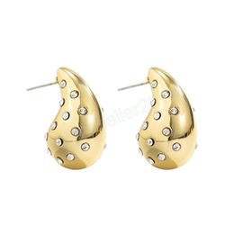 Shiny Rhinestone Water Droplet Earrings for Women Trendy Gold Color and Silver Color Teardrop Stud Earrings 2024 Fashion Jewelry