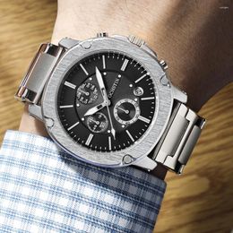 Wristwatches Luxury Top Brand Men Watches 6 Hands Quartz Clock Casual Business Male Silver Stainless Steel Homme Montre