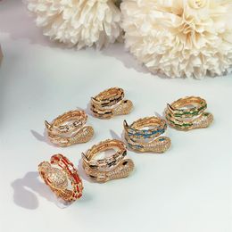 snake ring colour Classic Fashion Party Jewellery For Women Rose Gold Wedding Luxurious Full drilling snake Open size rings shi251p