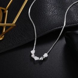 Chains Romantic Heart Pendant Box Chain 925 Sterling Silver Necklace For Woman Party Fashion Jewelry Wedding Christmas Gifts