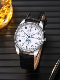 2023 moda luxo masculino relógio de quartzo de alta qualidade com pulseira de couro verdadeiro e caixa de liga ultra dura