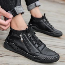Boots Winter Warm Men Genuine Leather Fur Plus Snow Handmade Waterproof Working Ankle Shoes Big Size 48