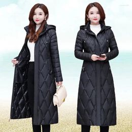 Women's Trench Coats 2023 Winter Middle-aged Mother Long Down Jacket Women Hooded Parkas Coat Female Loose Padded Cotton Thicken Warm Puffer