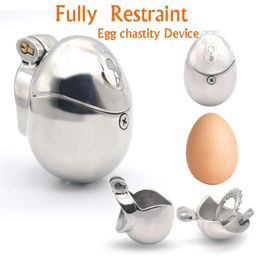 New CHASTE BIRD Stainless Steel Male Egg-Type Fully Restraint Chastity Device Two Types Cock Cage Penis Ring Bondage Belt Sexy Toys