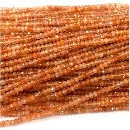 Loose Gemstones Veemake Sanidine Orange Gold Sunstone Faceted Rondelle Beads Jewellery Design Making Natural Crystal DIY Bracelets