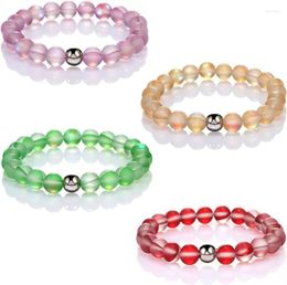 Strand WG 1pc 8MM Mystic Mermaid Glass Beaded Stretch Bracelet Shimmer Beads Glowing Aura Charm Couples Bracelets For Women