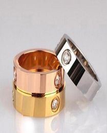 Titanium Stainless Steel Rings for Women Men Jewellery Couples Cubic Zirconia Gold Silver Rose gold Rings with red bag 4mm 6mm6570690