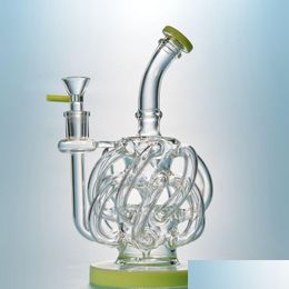 Smoking Pipes Super Vortex Glass Bong Dab Rig Hookahs Tornado Cyclone Recycler Rigs 12 Recyclers Tube Water Pipe 14Mm Joint Bongs With Otls1