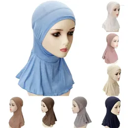 Ethnic Clothing Elastic Solid Colour Amira Cap Ramadan Eid Muslim Women Instant Hijab Inner Turban Beanies Islamic Under Scarf Headscarf
