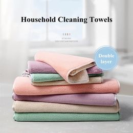 Cleaning Cloths House Double Layer Thickened Countertop Dishcloth No Trace Super Absorbent Kitchen Microfiber Towels Products for Home 231130