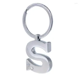 Keychains Letter S Pendant Keychain Mirror Plated Metal Crystal Alphabet Key Ring Simple Jewelry Car Holder