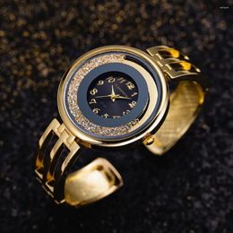 Wristwatches Sdotter Top Brand Women Watches Luxury Rhinestones Round Dial Silver Gold Bracelet Ladies Wrist Dress Clock Gift Cadeau