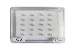 925 sterling silver 3mm trangle clear cubic zirconia nose piercing Jewellery nose pin 20pcspack4513167