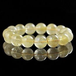 High Quality 6 8 10mm Gold Crystal Beads Bracelets Bangles Natural Stone Quartz Rutilated Bracelets Elastic Stretch Bracelet Men2291