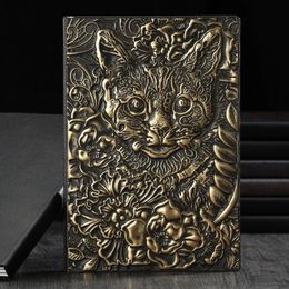 Notepads A5 Cat Star Hardcover Retro Notepad Student Learning Record Imitation Leather Notebook Business Office Stationery 231201