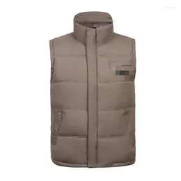 Men's Vests Mandarin Collar Down Vest With Zip Monochromatic Waistcoat Casual Warm Outerwear Autumn Winter