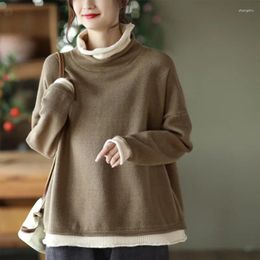 Women's Sweaters NINI WONDERLAND 2023 Autumn Winter Cotton Knit Pullover Tops Women Tuurtleneck Loose Sweater Female Casual