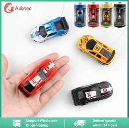 Electric/RC Car 1~8PCS Multi-color Mini Can Car Remote Control Micro Racing RC Car With Led Light Kid's Desktop Toys Car Children Christmas Gift 231130