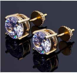 Mens Hip Hop Stud Earrings Jewellery High Quality Fashion Round Gold Silver Simulated Diamond Earrings For Men gift a2513347376