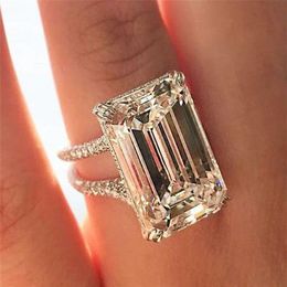 Luxury Crystal Geometric Cubic Zirconia Wedding Rings for Women Fashion Versatile Female Accessories High Quality Jewelry279h