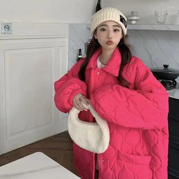 Women's Trench Coats College Mori Style Winter Jacket Women Korea Casual Diamond Pattern Loose Fitting Fashion Cotton Bread Coat Solid