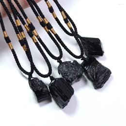 Pendant Necklaces Natural Crystal Rough Stone Necklace Black Tourmaline Irregular Shaped Jewelry Wholesale Drop