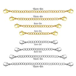 Chains Whole 8pcs lot 316L Plating Extended Chain Necklace Stainless Steel Rolo Gold Colour 2 3 4 6 Inch ChainChains2879