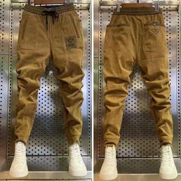 Men's Pants Stylish Men Drawstring Warm Shrink Resistant Simple Casual Loose Trendy Harem