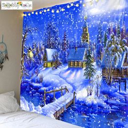 Tapestries Tapestry Christmas Wall Hanging Blue Sky And Snow Wall Hanging Tree Wall Hanging Gorgeous Christmas Tree Fireplace Gifts 231201