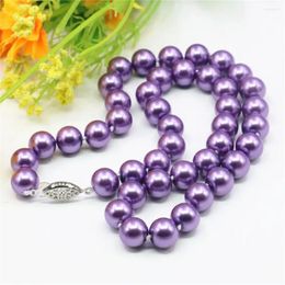 Chains Bohemia Romantic Violet Women Shell Necklaces 8/10/12mm Round Beads Rope Chain Choker Charms Jewelry For Girl 18inch Y924