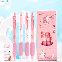 Gel Pens 4pcs Sakura Rabbit Gel Pens Set Soft Holding 0.5mm Ballpoint Black Color Ink for Writing Office School F7385 YQ231201