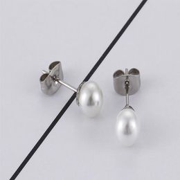 Women El Oso Pendien stud No Fade Brand Jewelry Original Design Fashion Stainless Steel Panda Pearl Jewelry Stud Earrings204G