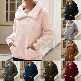 Women's Hoodies Autumn Winter Turtleneck H Sweatshirt Solid Colour Thickened Top Fleece Sweater Different Outfits