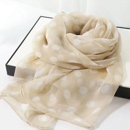 Scarves Korean Version Scarf Long Style Small Dots Women Elegant Solid Chiffon Georgette Bandana Summer Beach Sunscreen Thin Hijab