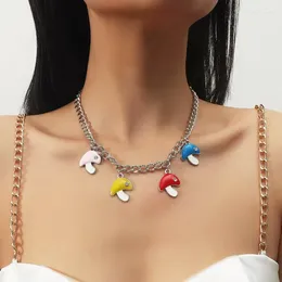 Pendant Necklaces Stainless Steel Chain Bohemian Women Multicolor Mushroom Handmade For Female Boho Fashion Ladies Jewellery Gift