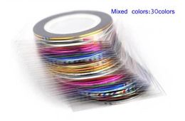 Whole 30Pcs 30 Multicolor Mixed Colours Rolls Striping Tape Line Nail Art Decoration Sticker DIY Nail Tips7668293