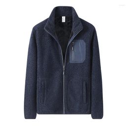 Men's Jackets Winter Fleece Jacket Men Streetwear Harajuku Fuzzy Zipper Stand Collar Coat 2023 Male Autumn Solid Color Lightweight