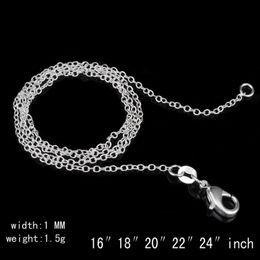 925 Sterling Silver Necklace Rolo O Chain Necklaces Jewelry 1mm 16'' -- 24'' 925 Silver DIY Chai270u