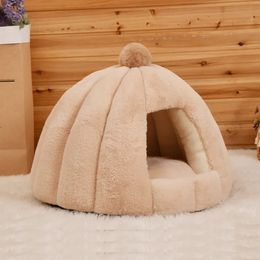 kennels pens Deep Sleep Round Kennel Semi-closed Cat Kennel Rabbit Fur Autumn and Winter Nest Pad Pet Kennel Small and Medium-sized Dogs 231130