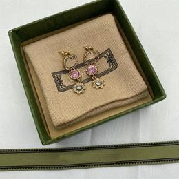 Europe and the United States Fashion Popular Dangle & Chandelier Earrings Women Color Diamond Flower Pendant Designer Earrings253S