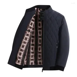 Men's Jackets Winter Diamond Pattern Fleece Lined Jacket Men 2023 Brand Slim Fit Coat Bomber Casual Fashion Clothing
