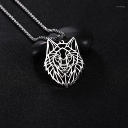 Pendant Necklaces LIKGREAT Punk Wolf Necklace For Men Women Trendy Hollow Animal Tiger Lion Gothic Stainless Steel Jewelry1835