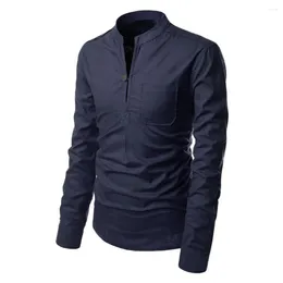 Men's Casual Shirts Men Long Sleeve Slim Fit Henley T-Shirt Basic Tee Tops Soft Blouse