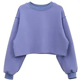 Women's Hoodies Crew Neck Pullover Short Long Sleeved Sweatshirt Casual Crop Top Full Zipper Women Blouses Fall Womens Sweater