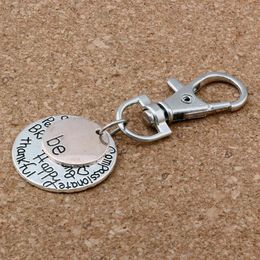 50Pcs Zinc Alloy Be Happy Strong Thankfull Charms With lobster clasp DIY Jewellery Fit key Accessories323O