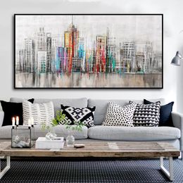 Abstract Art City Skyline Canvas Painting Printed On Canvas Wall Art For Living Room Modular Building Pictures3191462