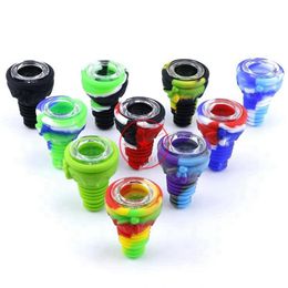 Smoking Colourful Silicone Wasp Style 14MM 18MM Male Dual Joint Herb Tobacco Glass Philtre Nineholes Screen Bowl Oil Rigs Waterpipe Bong DownStem Bubbler Holder